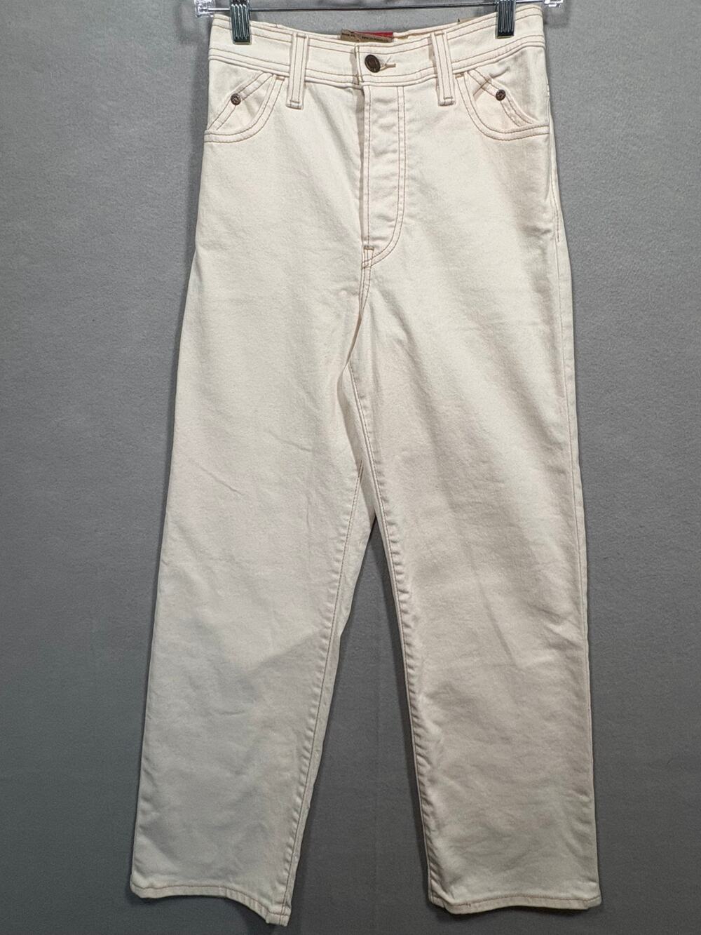 Levi’s Ribcage Straight Ankle Jeans Off‑White Cream Women’s Size 25x27 High Rise